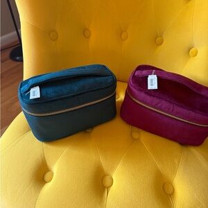 J. Crew Velvet Pouches with Gold Zipper